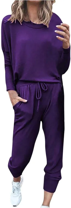 Womens 2 Piece Outfits Top Pants Sets Long Sleeve Wear Sports Suit Sweatsuit for Women 2 Piece Set Women Sweat Suits