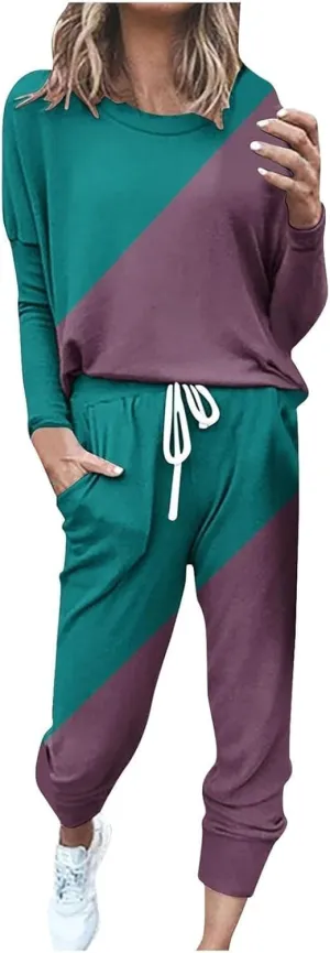 Womens 2 Piece Outfits Top Pants Sets Long Sleeve Wear Sports Suit Sweatsuit for Women 2 Piece Set Women Sweat Suits