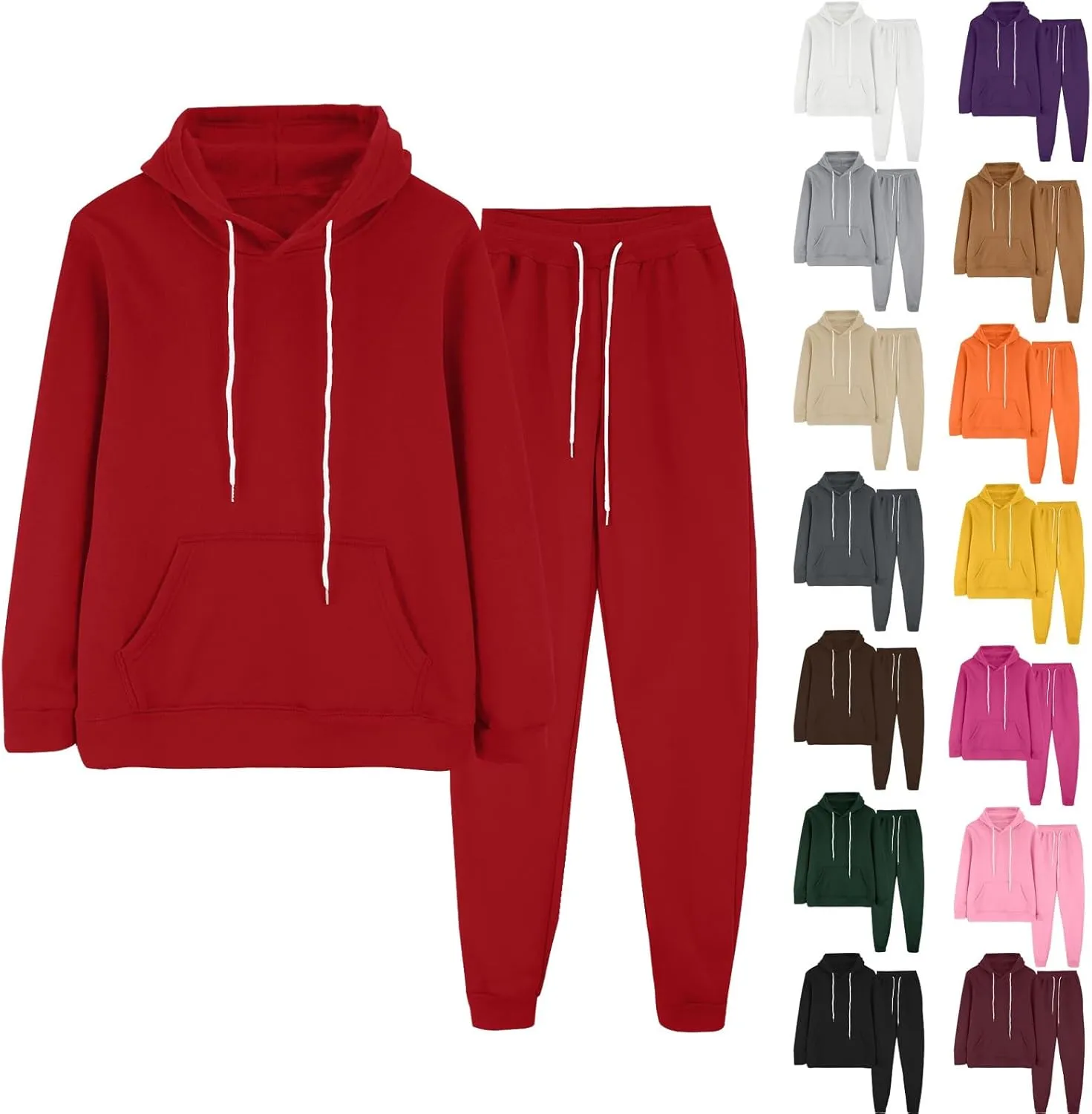 Womens 2 Piece Sweatsuits Sets Casual Fall Hoodies and Sweatpants Sets Oversized Workout Jogger Sets