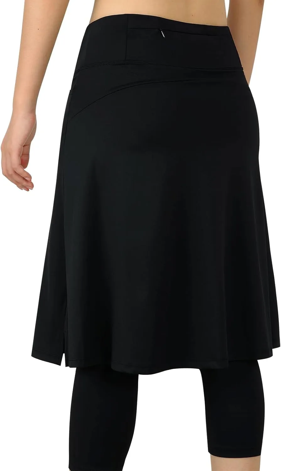Womens Athletic Skirted Leggings with Pockets High Waisted Knee Length Skirts with Capris Leggings for Tennis