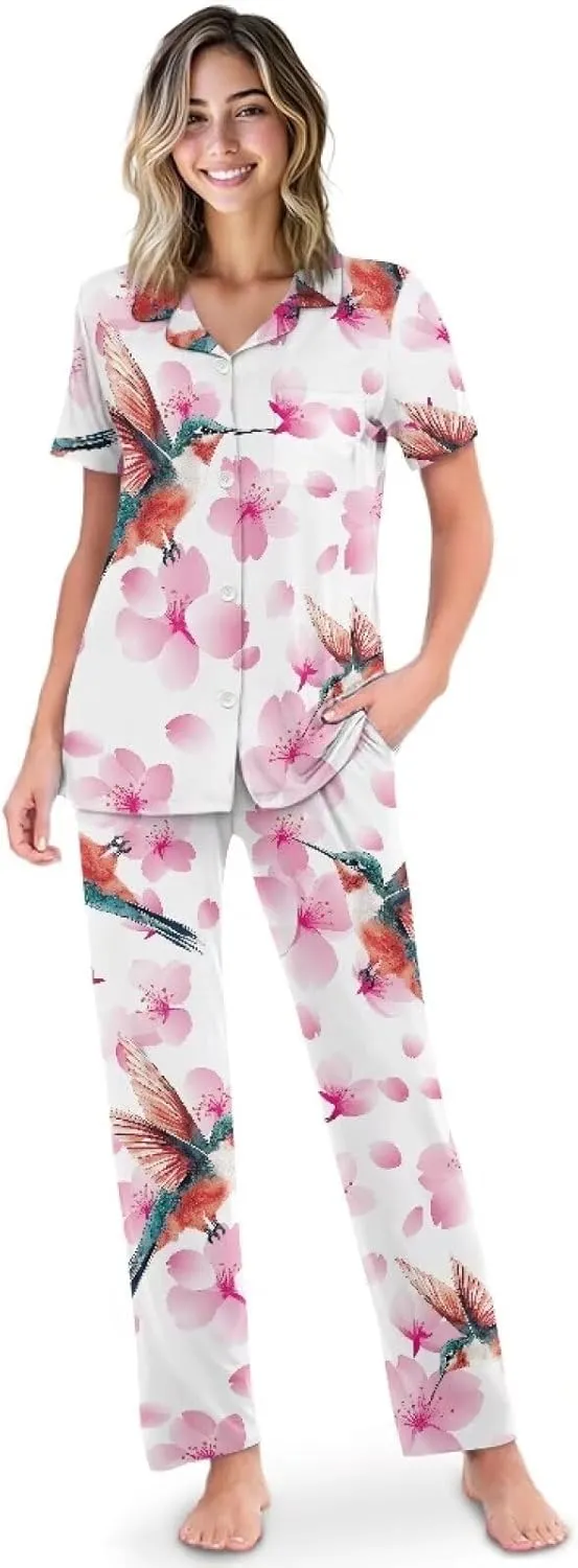 Women's Aztec Western Style Print Pajamas Set Short Sleeve Top With Pants Pjs Lounge & Sleepwear Set S-XXL