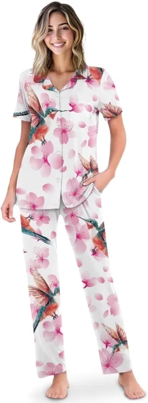 Women's Aztec Western Style Print Pajamas Set Short Sleeve Top With Pants Pjs Lounge & Sleepwear Set S-XXL