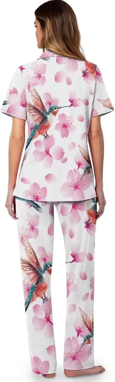Women's Aztec Western Style Print Pajamas Set Short Sleeve Top With Pants Pjs Lounge & Sleepwear Set S-XXL