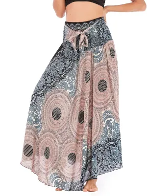 Women's Boho Dresses Ruffle Skirt Summer High Waisted Vintage Spring Belted Beach Casual Sundress