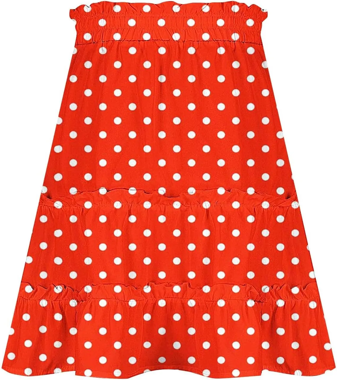 Women's Casual Summer Skirts High Waist Pleated Skirts A-Line Flowy Swing Tiered Skirt Polka Dots Beach Skirt