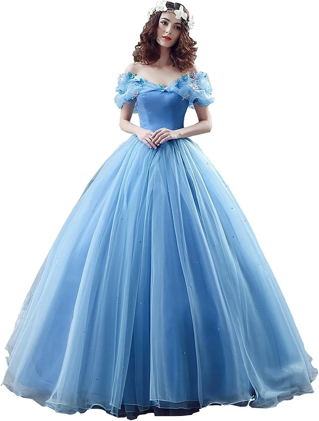 Womens Cinderella Quinceanera Dress Puffy Prom Gowns Wedding Dresses