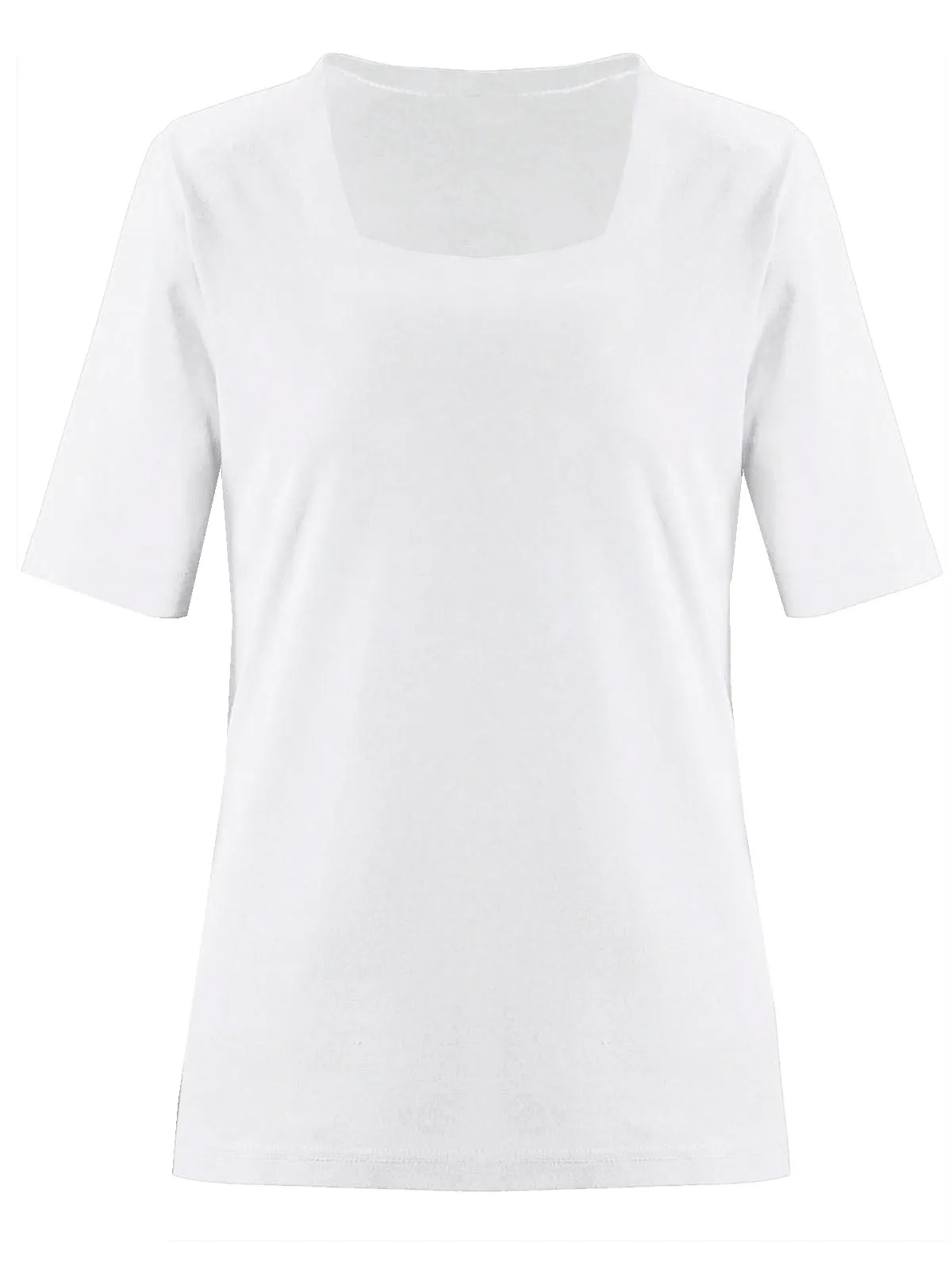 Women's Cotton Square Neck T-Shirt with Fringes