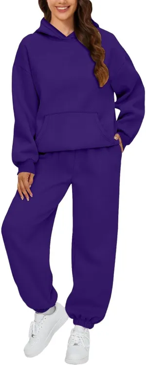 Womens Fall/Spring Fashion 2025O versized with Pockets Joggers Set: Loose Fit Casual Sweatsuit Baggy Y2k Trendy Set