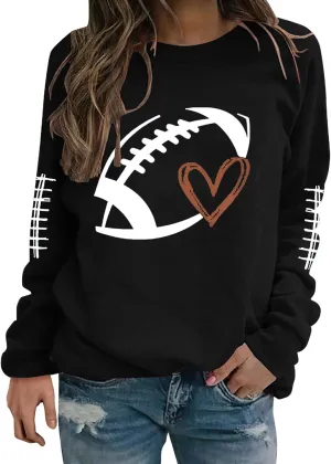 Womens Football Sweatshirt,2024 Fall Sweatshirts Pullover Long Sleeve Game Day Football Graphic Plus Size Sweatshirts