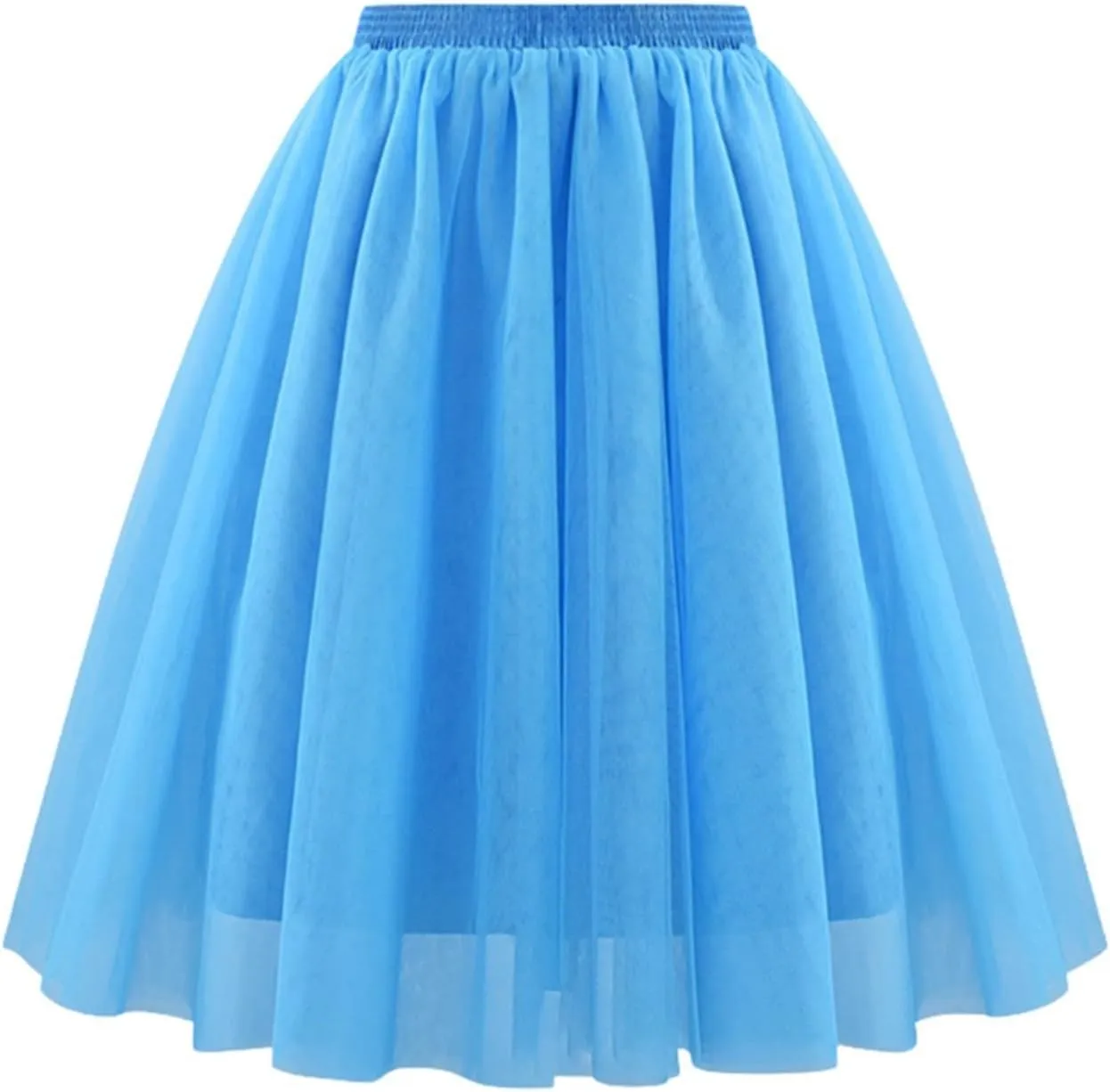 Womens High Waist Pleated Mesh Skirt Loose Soft Drape Mid Length Skirts Tulle Bubble Tutu Skirt 2025 Trendy Clothes
