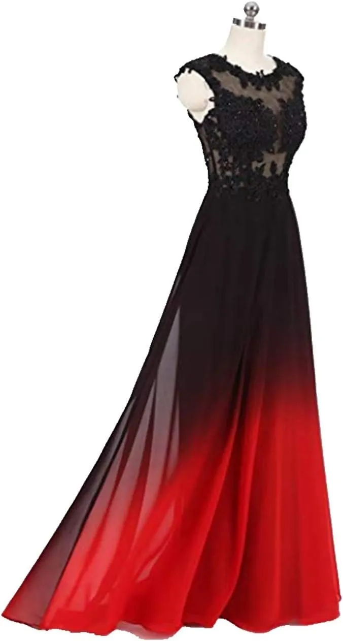 Women's Lace Appliques Prom Evening Dresses Formal Long Wedding Party Gowns
