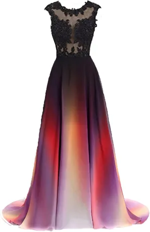 Women's Lace Appliques Prom Evening Dresses Formal Long Wedding Party Gowns