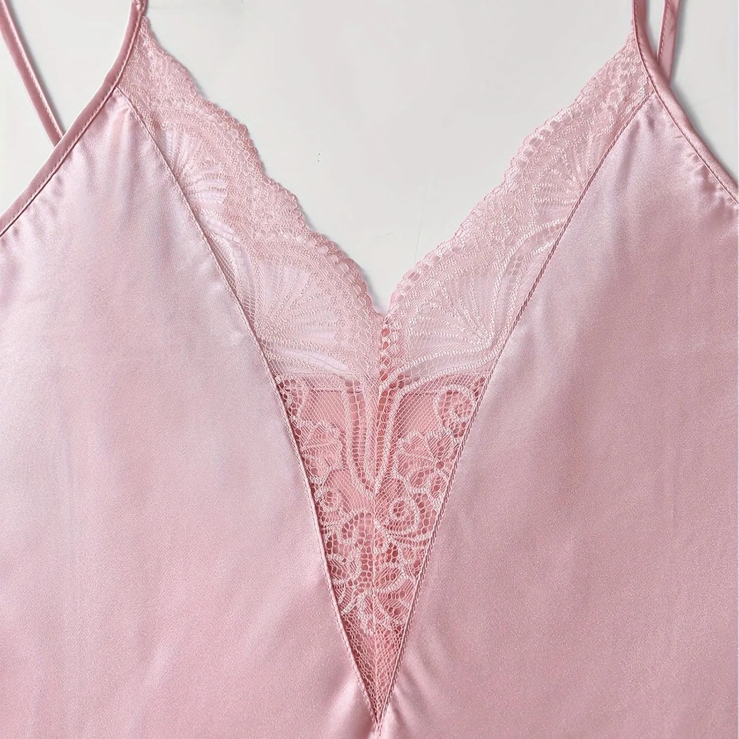 Women's Lace Trim Silk Pajamas Camisole Nightgown Sleepwear Satin Robe Cami Shorts Pj Sets 4 Piece Loungewear Nighty