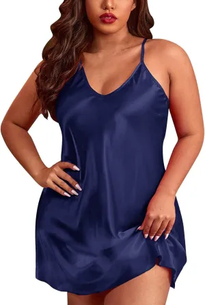 Women's Lingerie Dress Sexy Solid Color V Neck Camisole Nightwear Comfy Lightweight Vintage Summer Thin Nightgowns