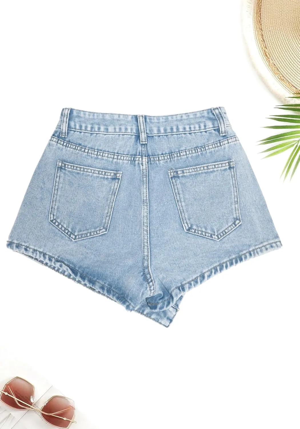 Womens Mini Denim Wrap Skirt Casual High Waisted Short Cargo Skirts with Pockets