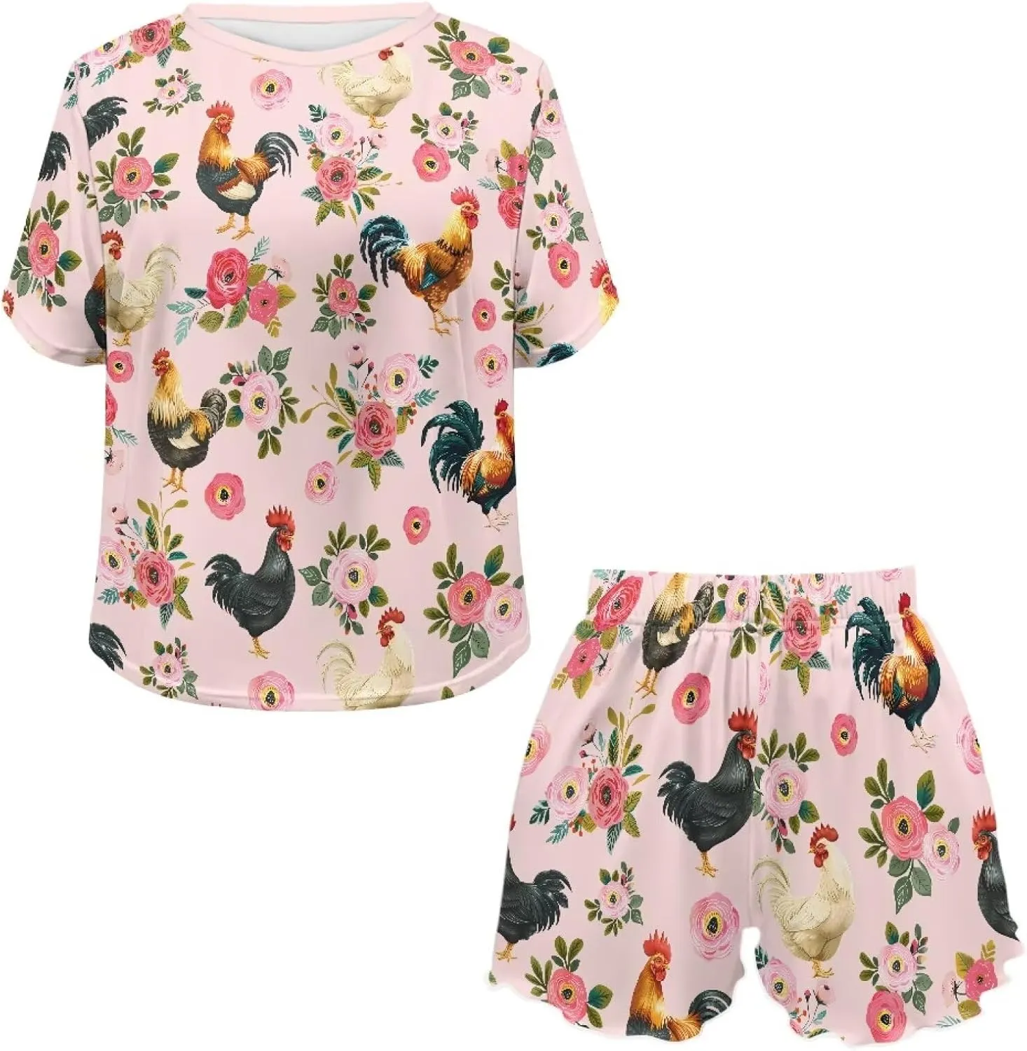 Womens Pajamas Set Cute Plus Size Loungewear for Lady With Pockets Holiday Pjs