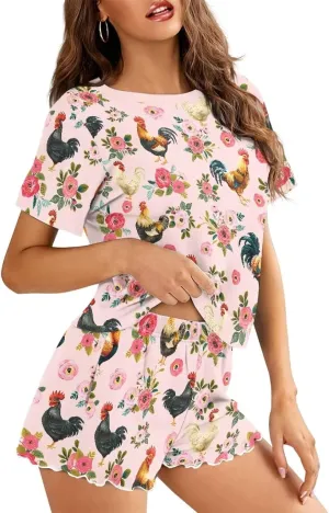 Womens Pajamas Set Cute Plus Size Loungewear for Lady With Pockets Holiday Pjs
