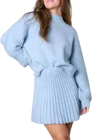 Women's Pleated Knit Skirt Set 2 Piece Outfits Long Sleeve Top Skirt Set Sweater Fall Winter Outfits, S-XL
