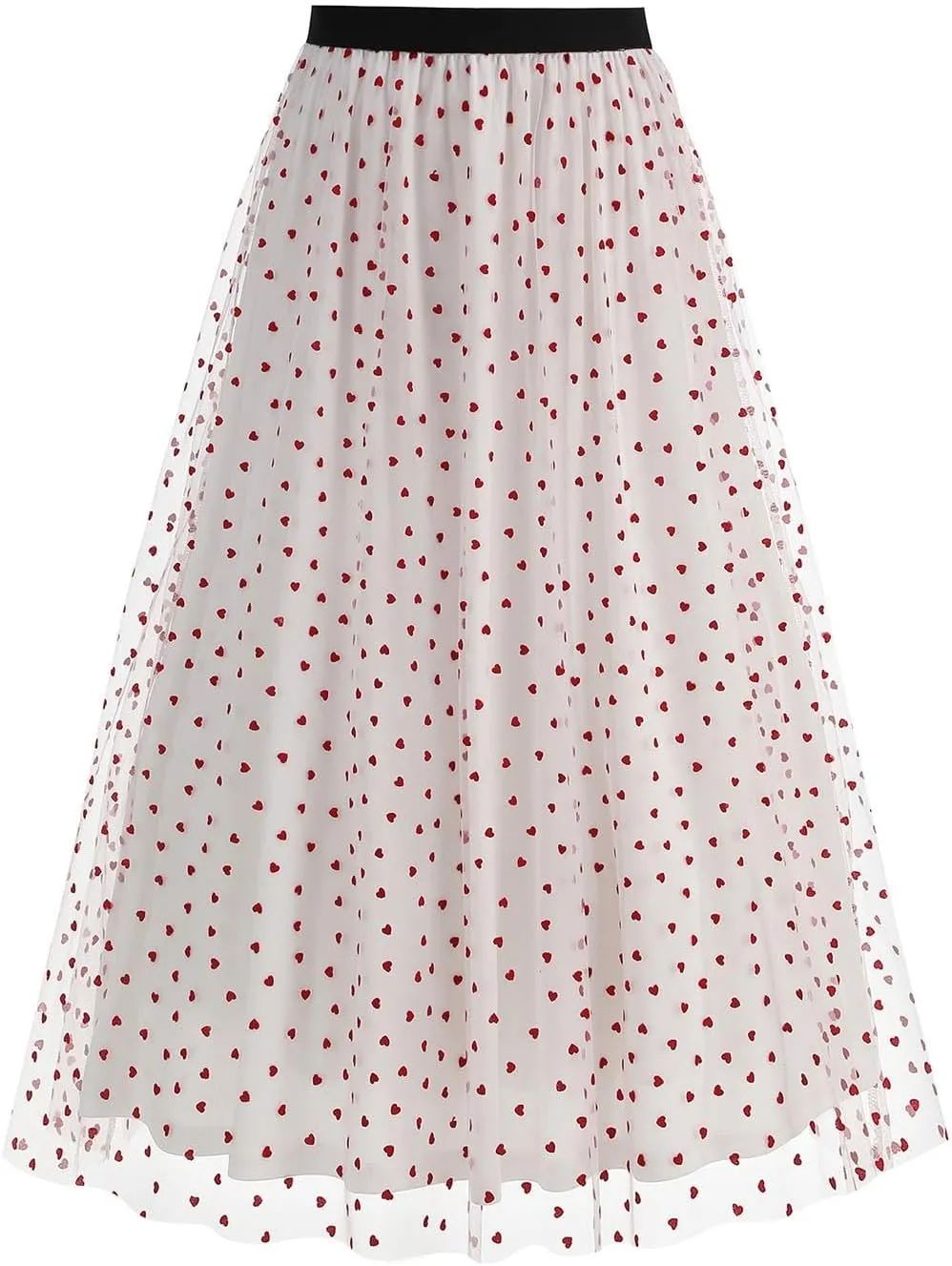 Women's Polka Dot Tulle Long Skirt, High Waisted Flowy Summer Casual Skirts Going Out Streetwear Trendy Clothes