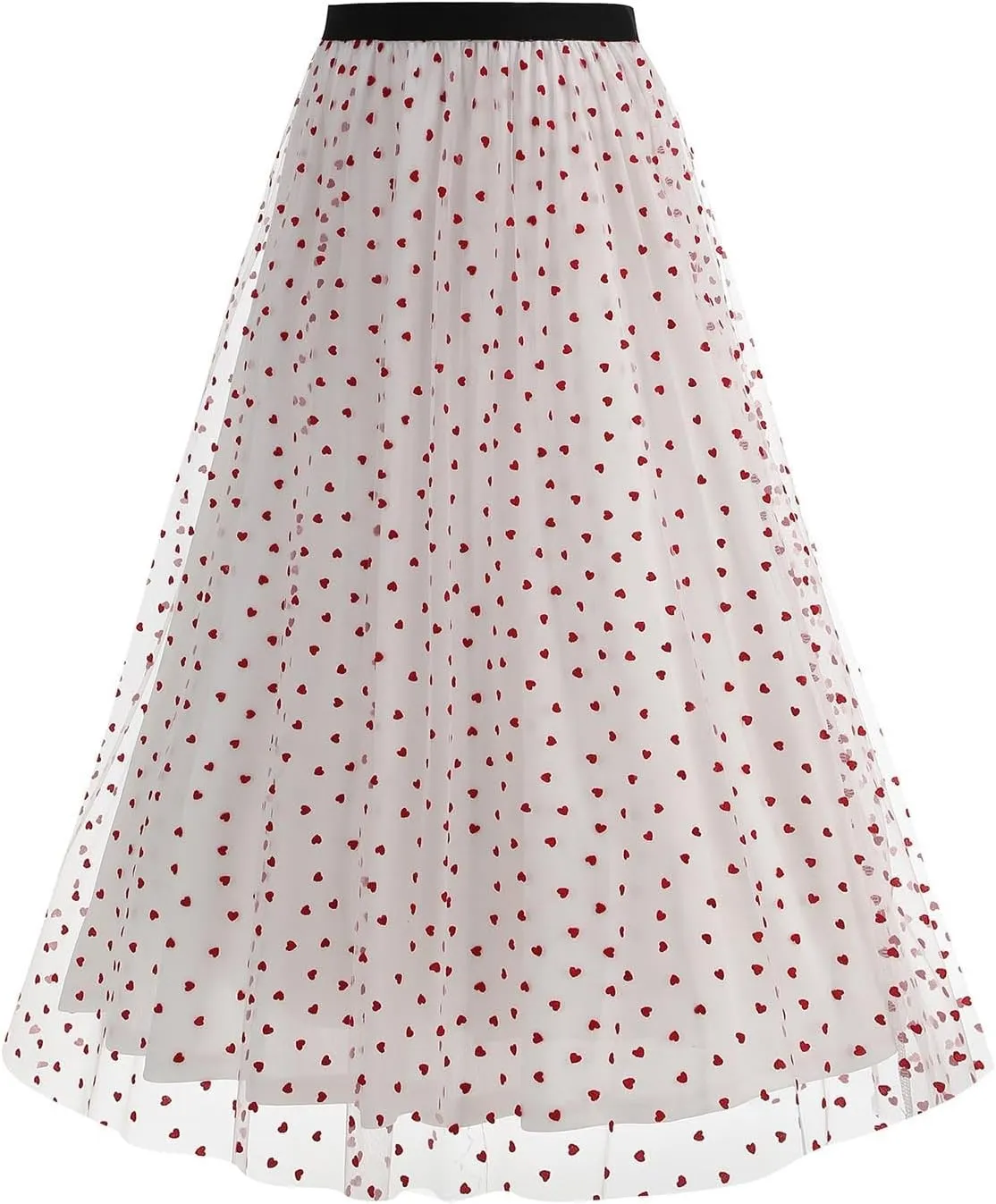 Women's Polka Dot Tulle Long Skirt, High Waisted Flowy Summer Casual Skirts Going Out Streetwear Trendy Clothes