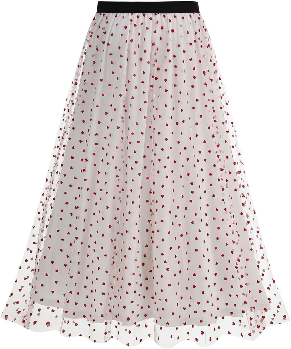 Women's Polka Dot Tulle Long Skirt, High Waisted Flowy Summer Casual Skirts Going Out Streetwear Trendy Clothes