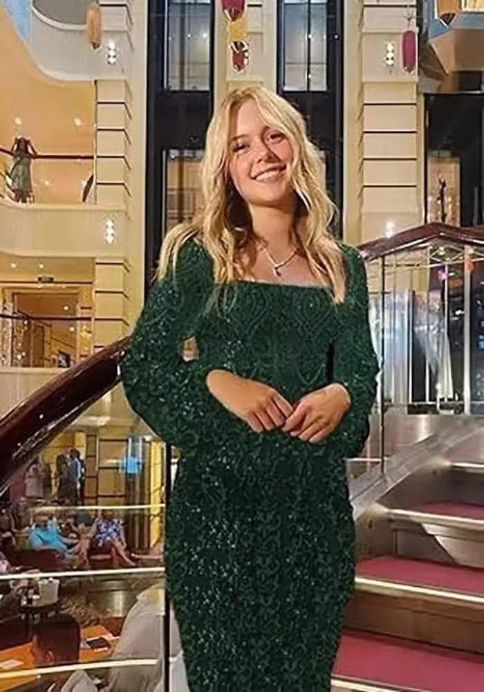 Women's Sequin Mermaid Prom Dresses with Puffy Sleeves 2025 Long Formal Evening Gowns with Slit