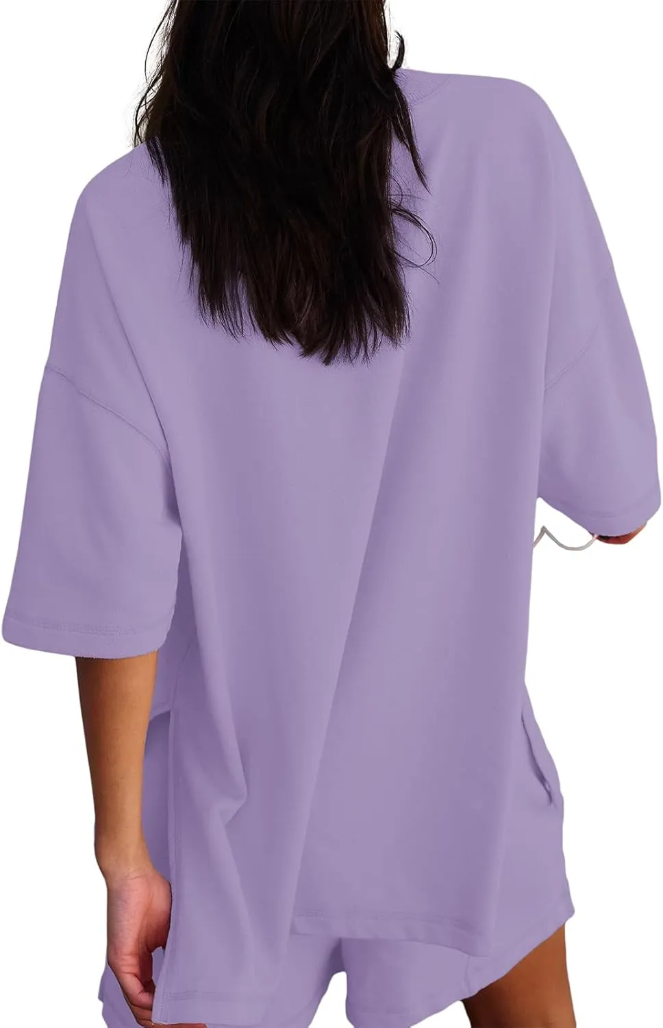 Womens Shorts Sets 2 Piece Outfits Summer 2025 Half Sleeve Crew Neck Cotton Lounge Sets Matching Clothing