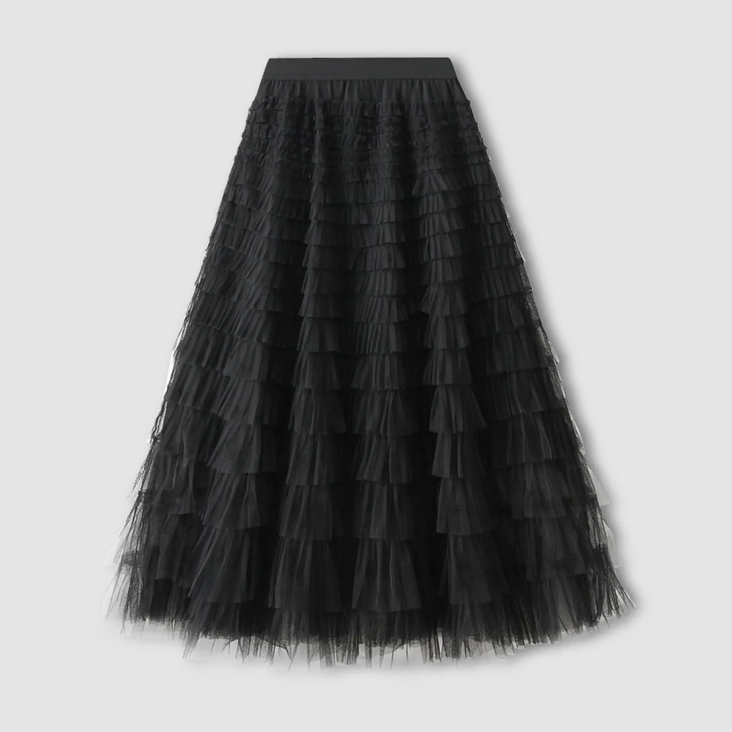 Womens Tulle Skirts Midi Elastic High Waist Pleated Mesh Flowy A-Line Long Tutu Skirts
