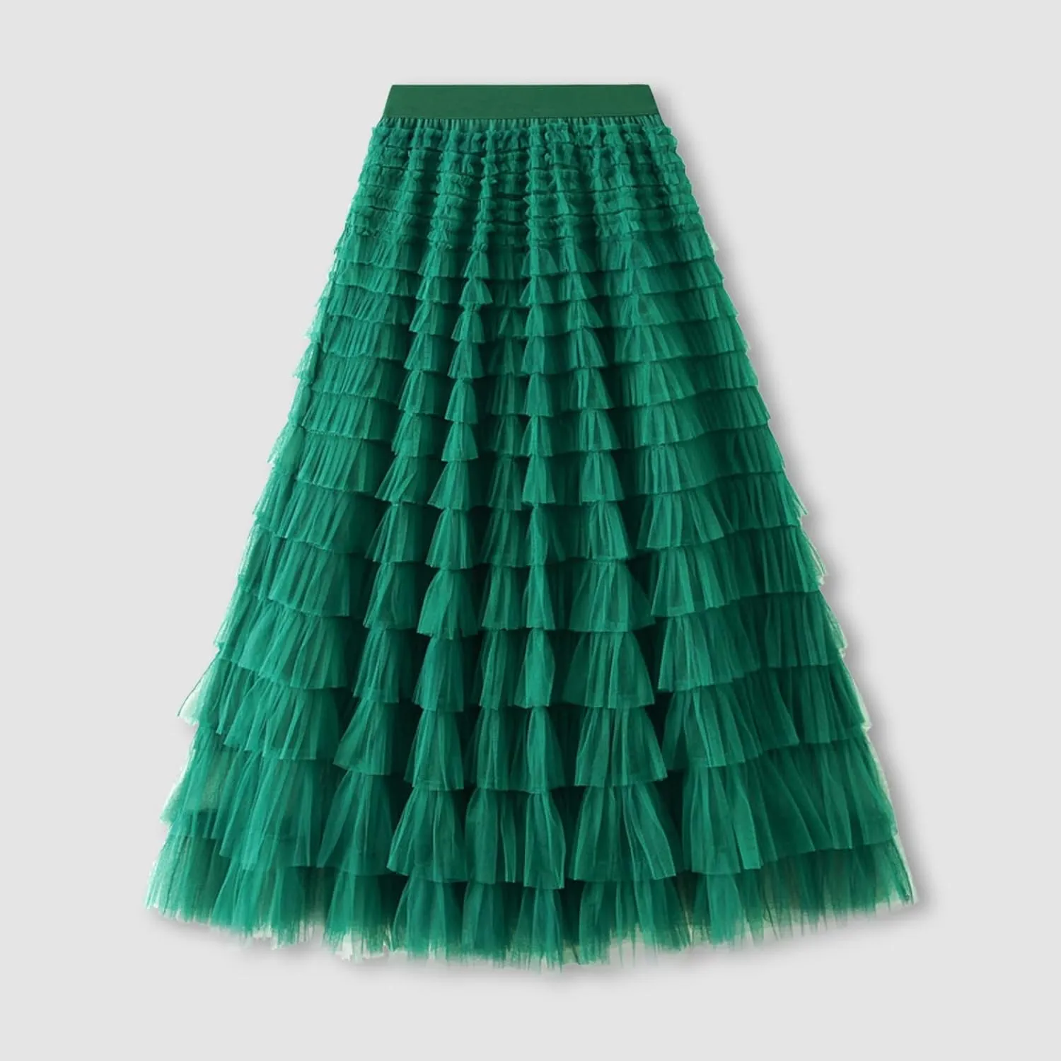 Womens Tulle Skirts Midi Elastic High Waist Pleated Mesh Flowy A-Line Long Tutu Skirts