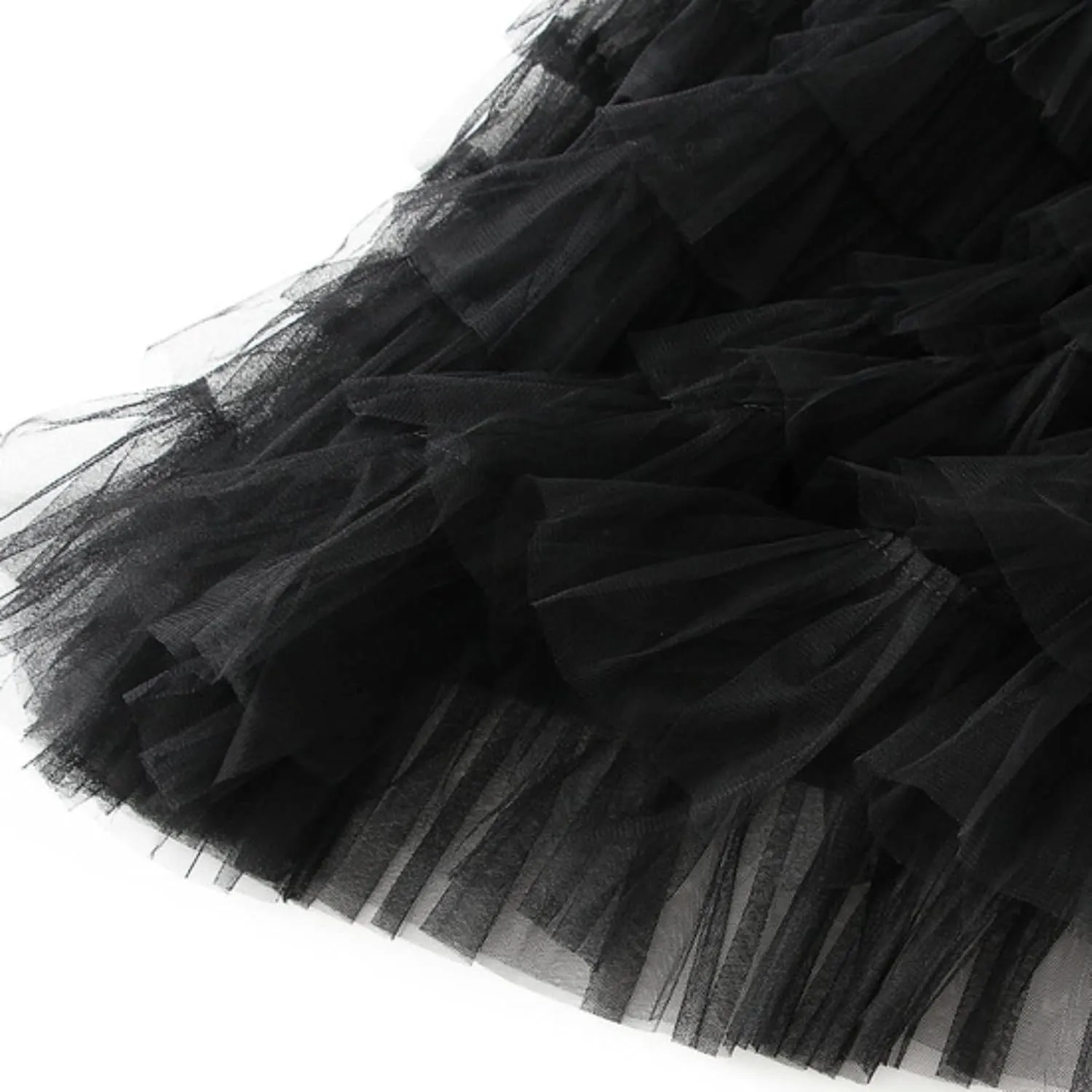 Womens Tulle Skirts Midi Elastic High Waist Pleated Mesh Flowy A-Line Long Tutu Skirts