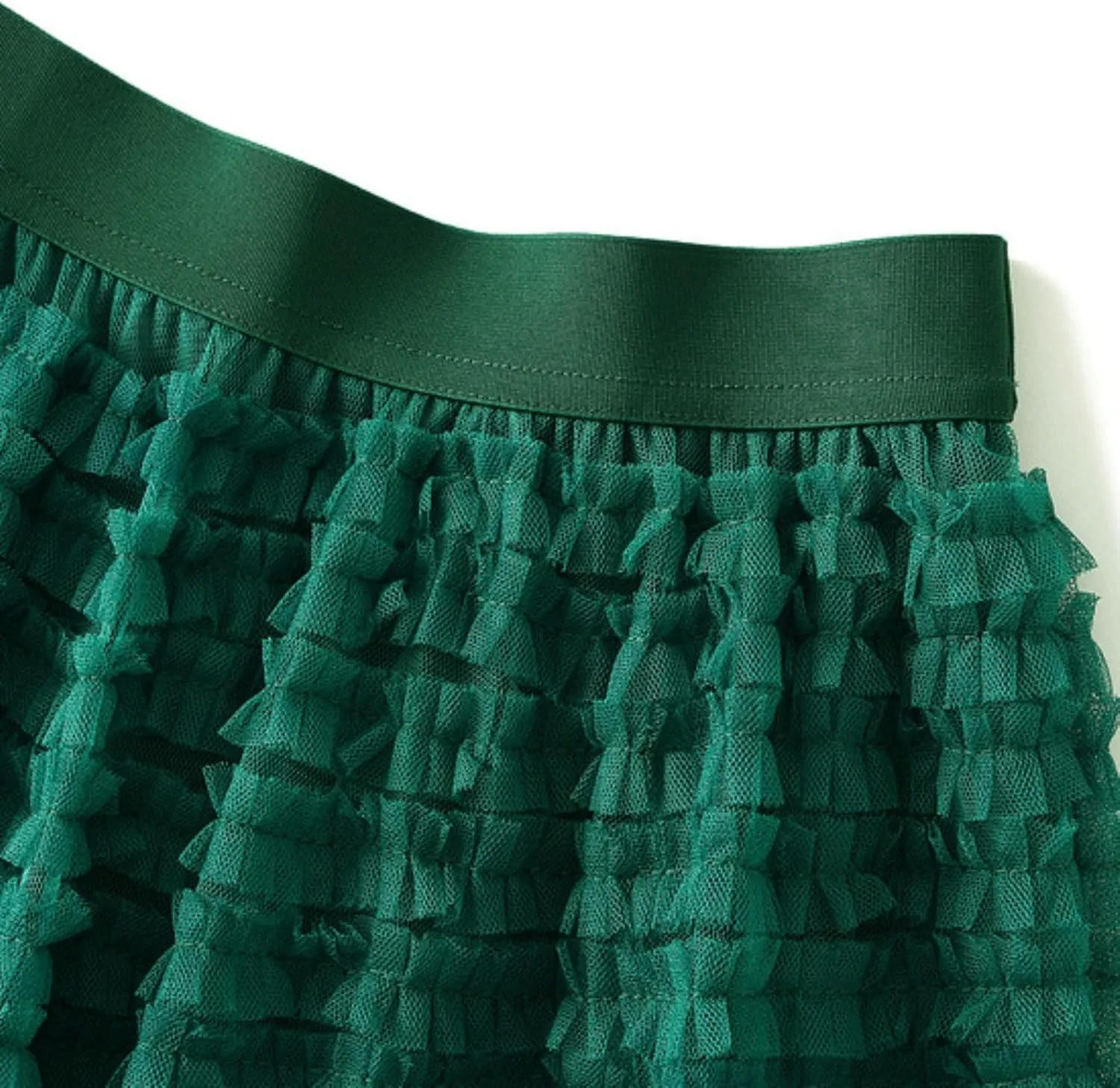Womens Tulle Skirts Midi Elastic High Waist Pleated Mesh Flowy A-Line Long Tutu Skirts