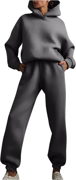 Workout Sets for Women Plus Size Sweatsuits Two Piece Sweatpants Sets and Hooded Pullover Long Sleeve Sweatshirts