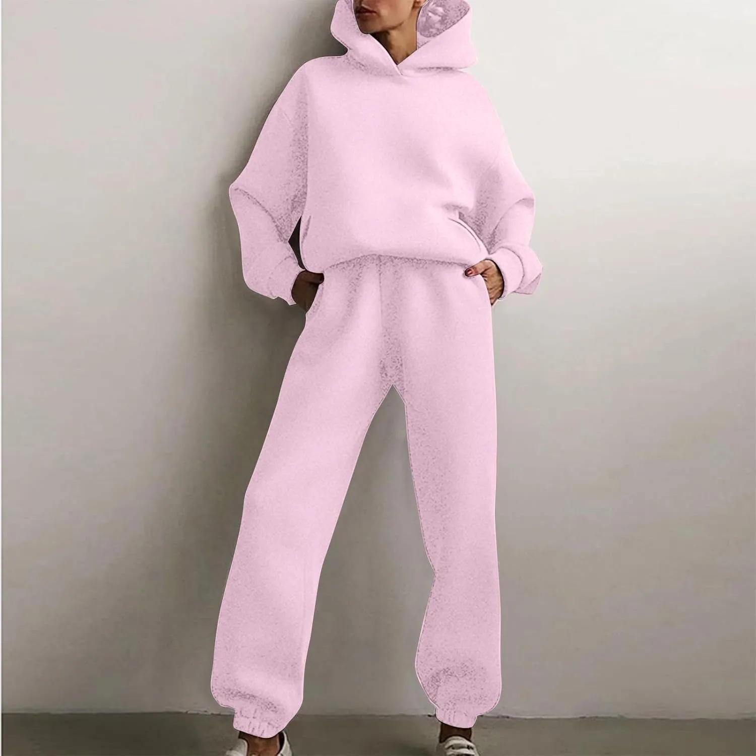 Workout Sets for Women Plus Size Sweatsuits Two Piece Sweatpants Sets and Hooded Pullover Long Sleeve Sweatshirts