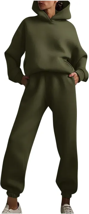 Workout Sets for Women Plus Size Sweatsuits Two Piece Sweatpants Sets and Hooded Pullover Long Sleeve Sweatshirts