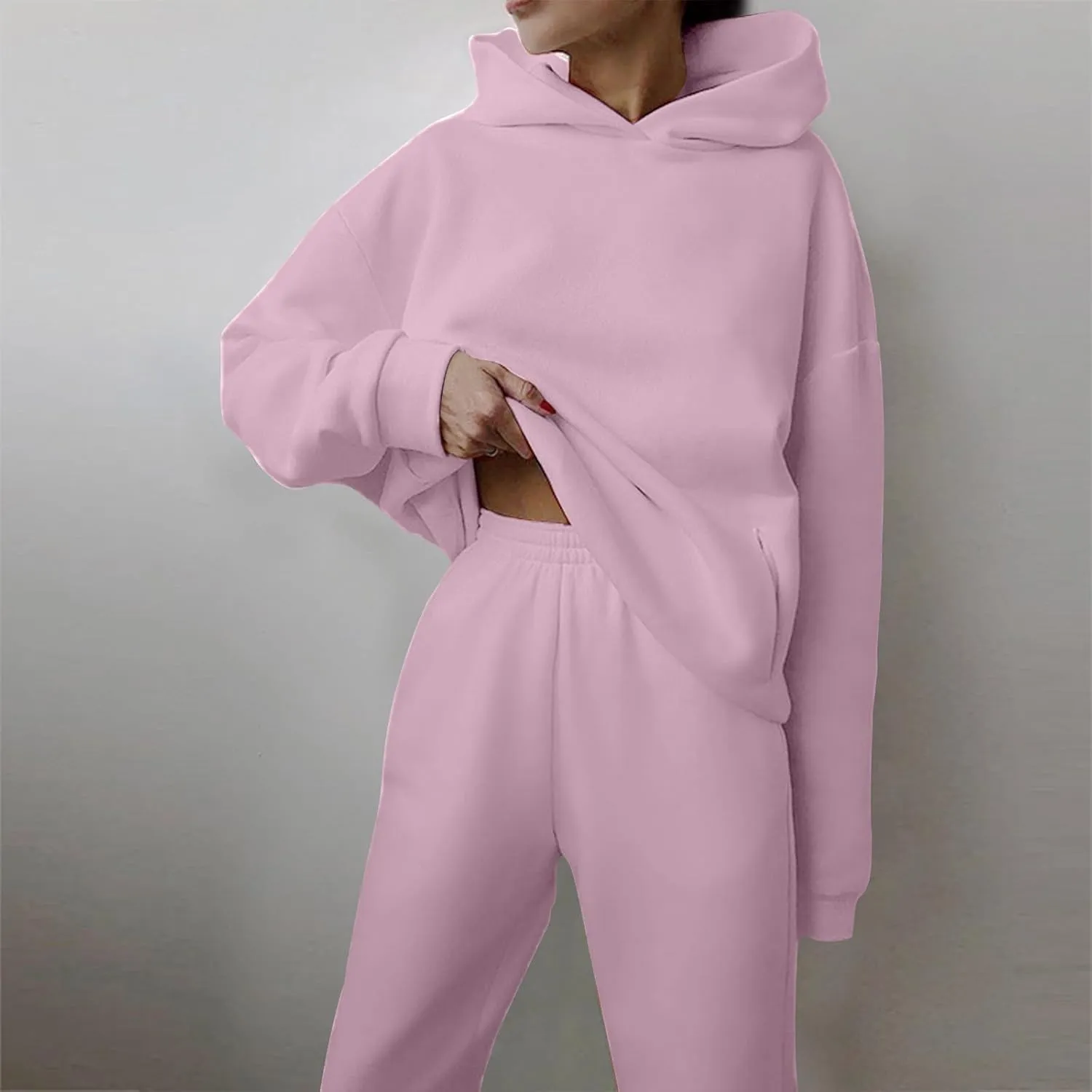 Workout Sets for Women Plus Size Sweatsuits Two Piece Sweatpants Sets and Hooded Pullover Long Sleeve Sweatshirts