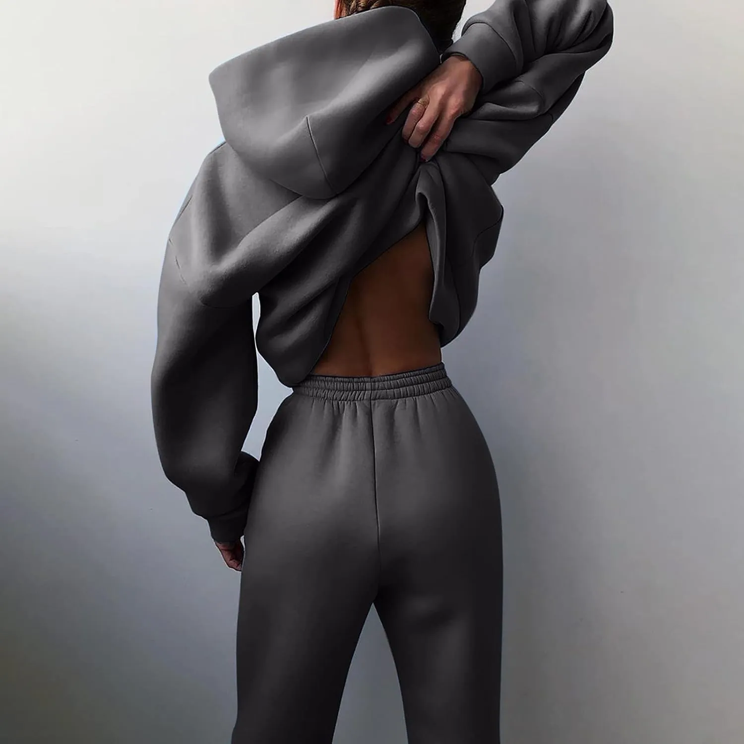 Workout Sets for Women Plus Size Sweatsuits Two Piece Sweatpants Sets and Hooded Pullover Long Sleeve Sweatshirts
