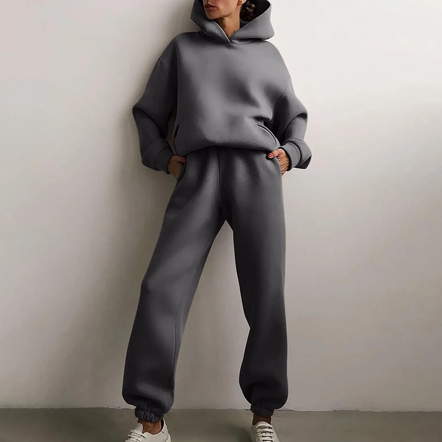 Workout Sets for Women Plus Size Sweatsuits Two Piece Sweatpants Sets and Hooded Pullover Long Sleeve Sweatshirts