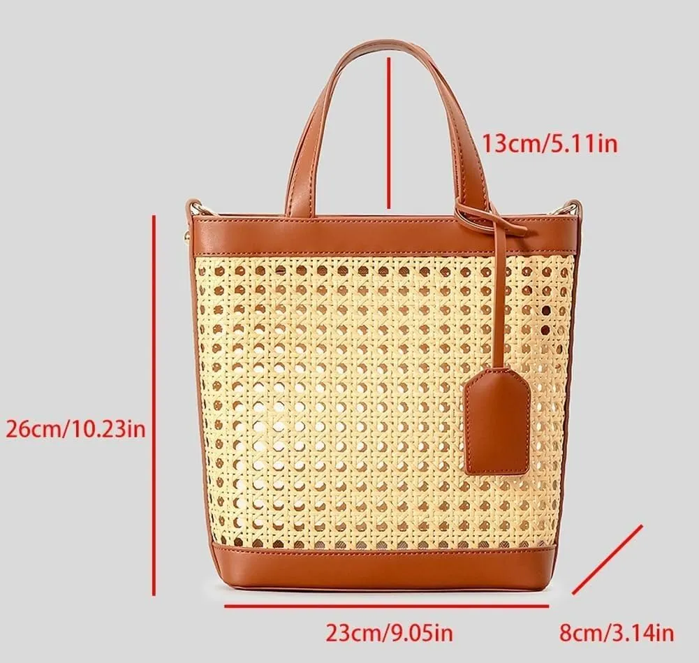 Woven Crossbody Clutch Satchel, Shoulder Tote and Handbag Summer Beach Rattan Straw Bags for Women