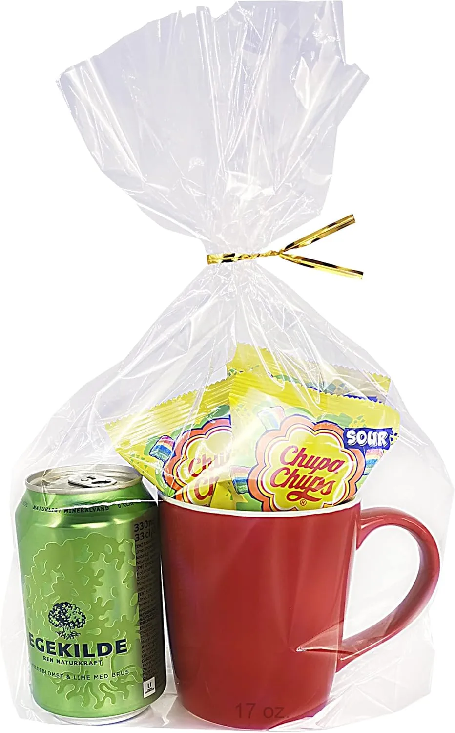 Wowfit 50 CT 10x14 inches Clear Bottom Gusset Cellophane Gift Bags with 6" Gold Twist Ties, Cello Packaging for Party Favors, Bridal Showers, and Wedding Gift Wrapping
