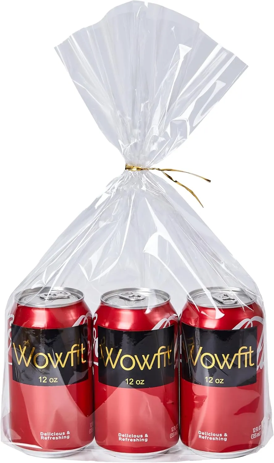 Wowfit 50 CT 10x14 inches Clear Bottom Gusset Cellophane Gift Bags with 6" Gold Twist Ties, Cello Packaging for Party Favors, Bridal Showers, and Wedding Gift Wrapping