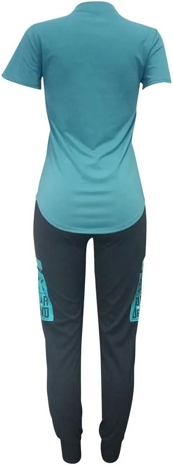 Yeshire Womens 2 Piece Outfit Sets Shirt Bodycon Pants Joggers Sportswear Tracksuits