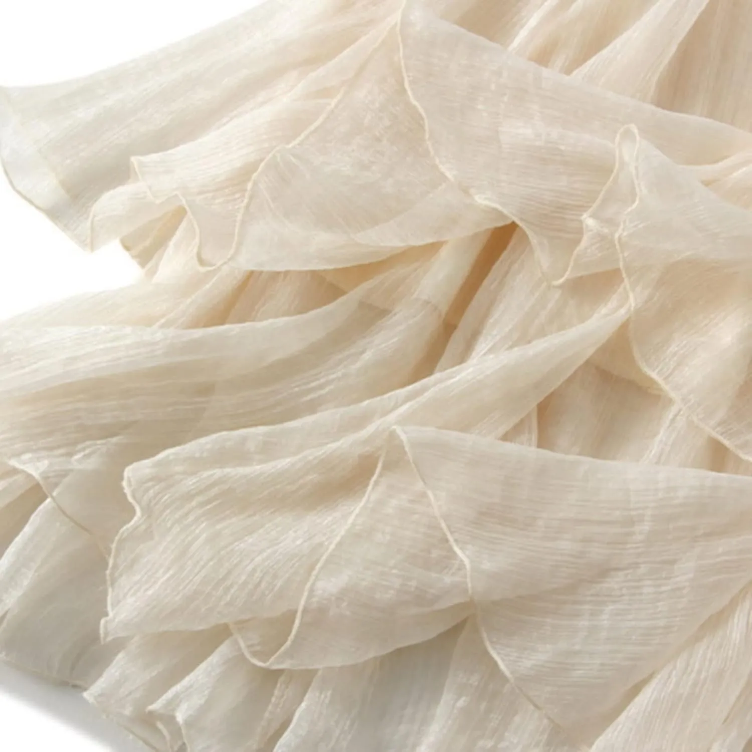 YOLAI Women Cotton and Linen Skirt Solid Color Casual Pleated Skirt Elastic Waist Drawstring A-Line Swing Skirt