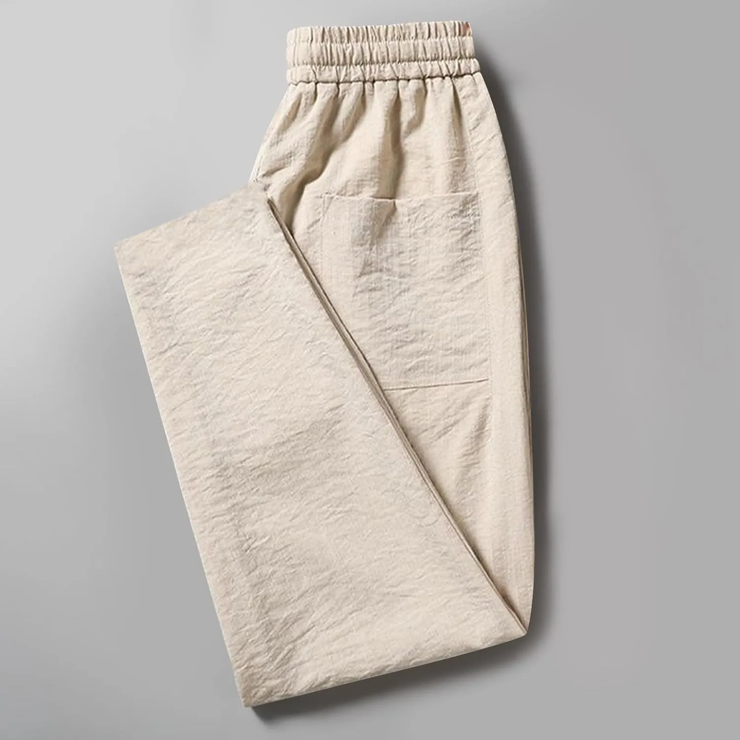 YUHGODO Straight-Leg Pants for Men Elastic Waist Drawstring Lightweight Comfy Trousers Slim-Fit Stretch Golf Pant for Work