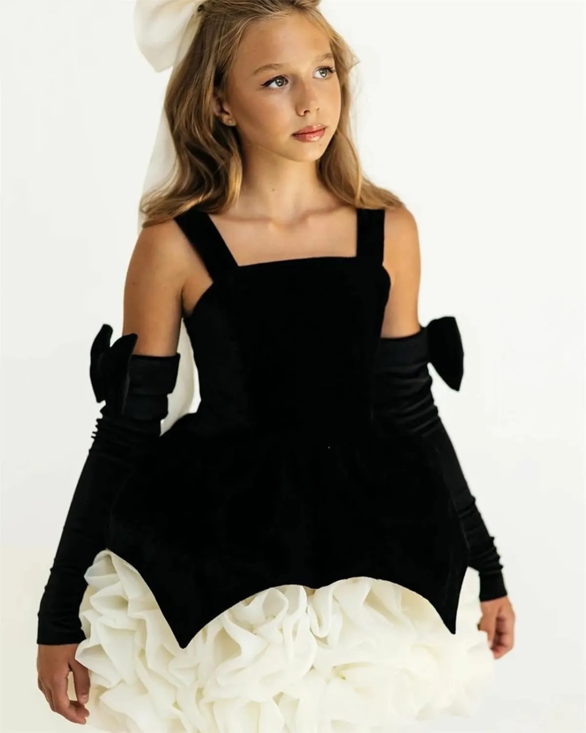 ZHengquan Princess Mini Flower Girl Velvet Dresses A line Floral Ruffles Wedding Pageant Birthday Christmas Party Dress